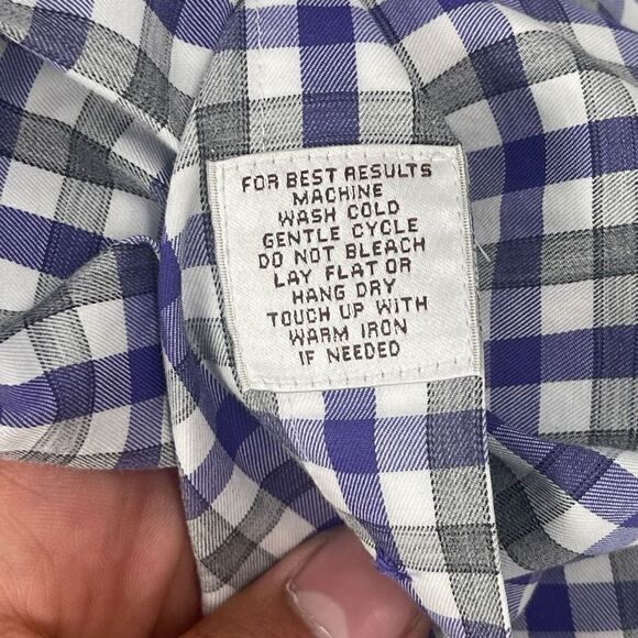 Peter Millar Button-Down Plaid Long Sleeve Collared Blue Green Shirt Size M - Picture 5 of 5